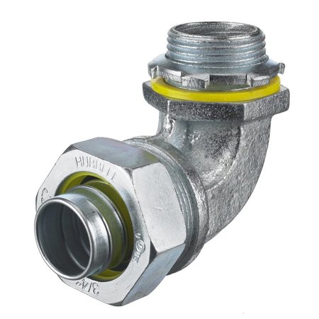 Kellems Wire Management, Liquidtight System, 90 Degree Male Liquid Tight Connector, 3/4"", Steel, Non-Insulated -  HUBBELL WIRING DEVICE-KELLEMS, H0759